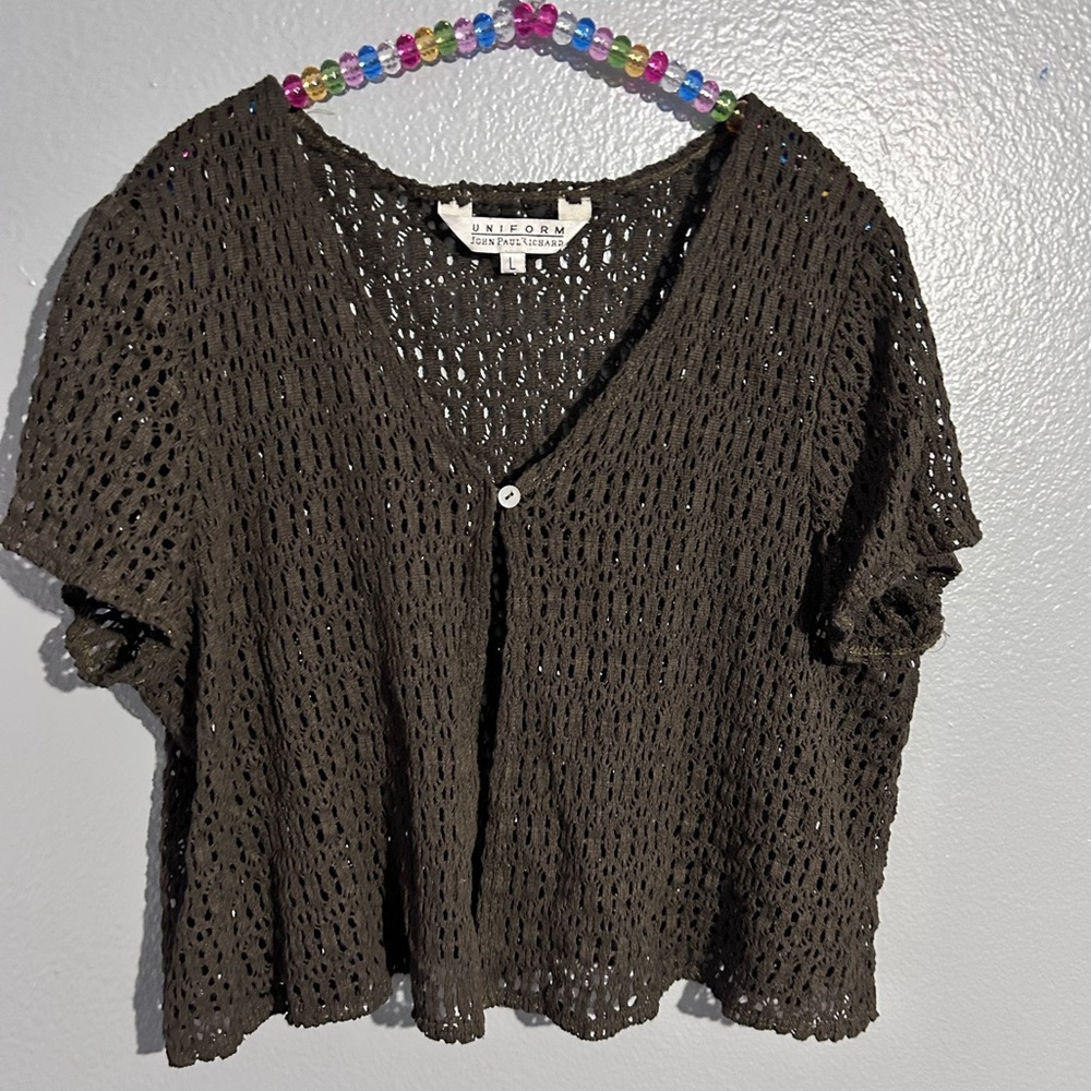 Short sleeve knit cardigan